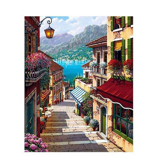 Romantic Coffee Town-Painting By Number Kit